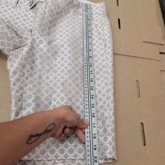 Cartonnier Anthropologie Brocade Bermuda Shorts 10 Cream-Gold Geometric Women's - Picture 9 of 11